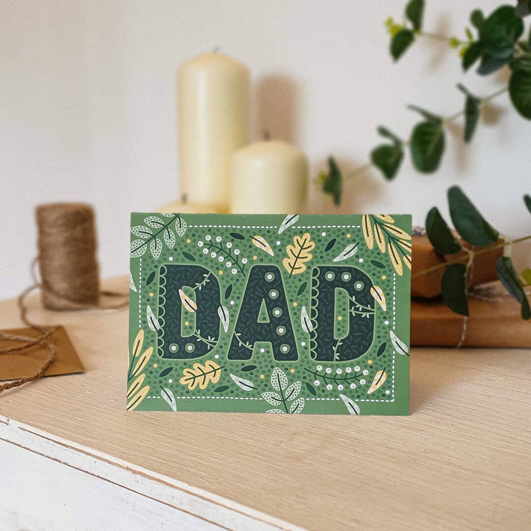 Green Botanical Leaves Nature Theme Father's Day Card