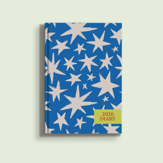 A blue star design 2026 diary from the Pencil Me In stationery shop.