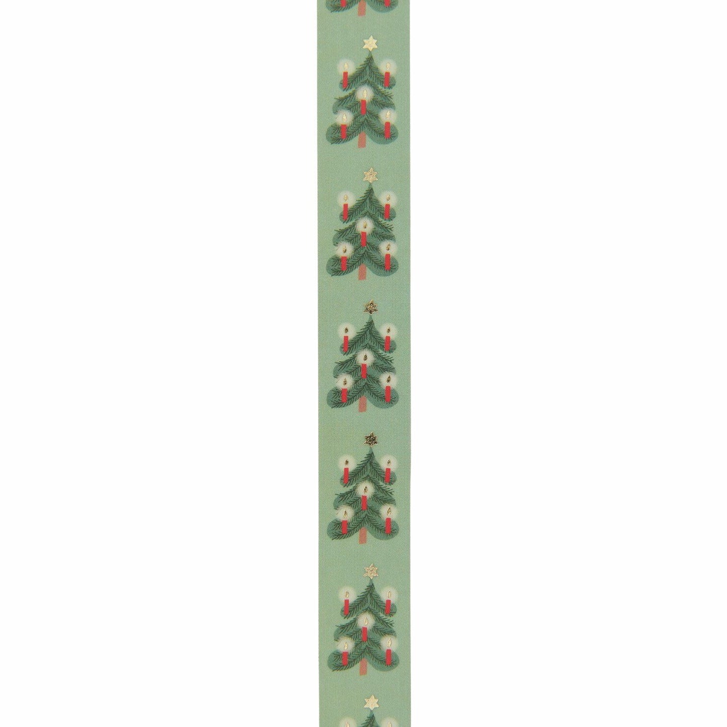 A roll of washi tape featuring Christmas trees and candles from the Pencil Me In stationery shop.