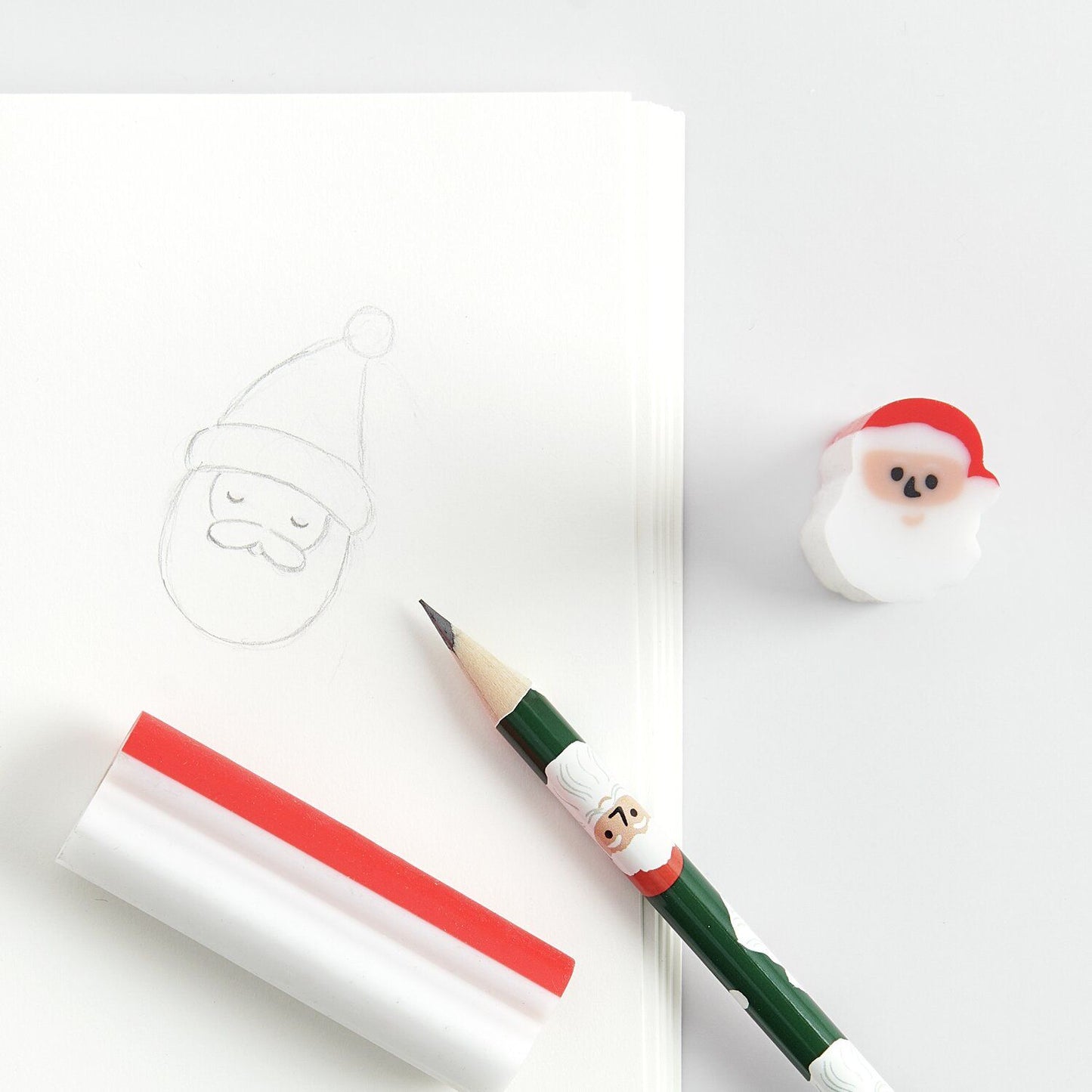 A Santa Claus eraser from the Pencil Me In stationery shop.