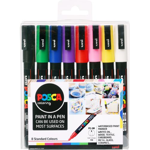 Posca PC-3M Paint Marker Assorted Colours (Pack 8)