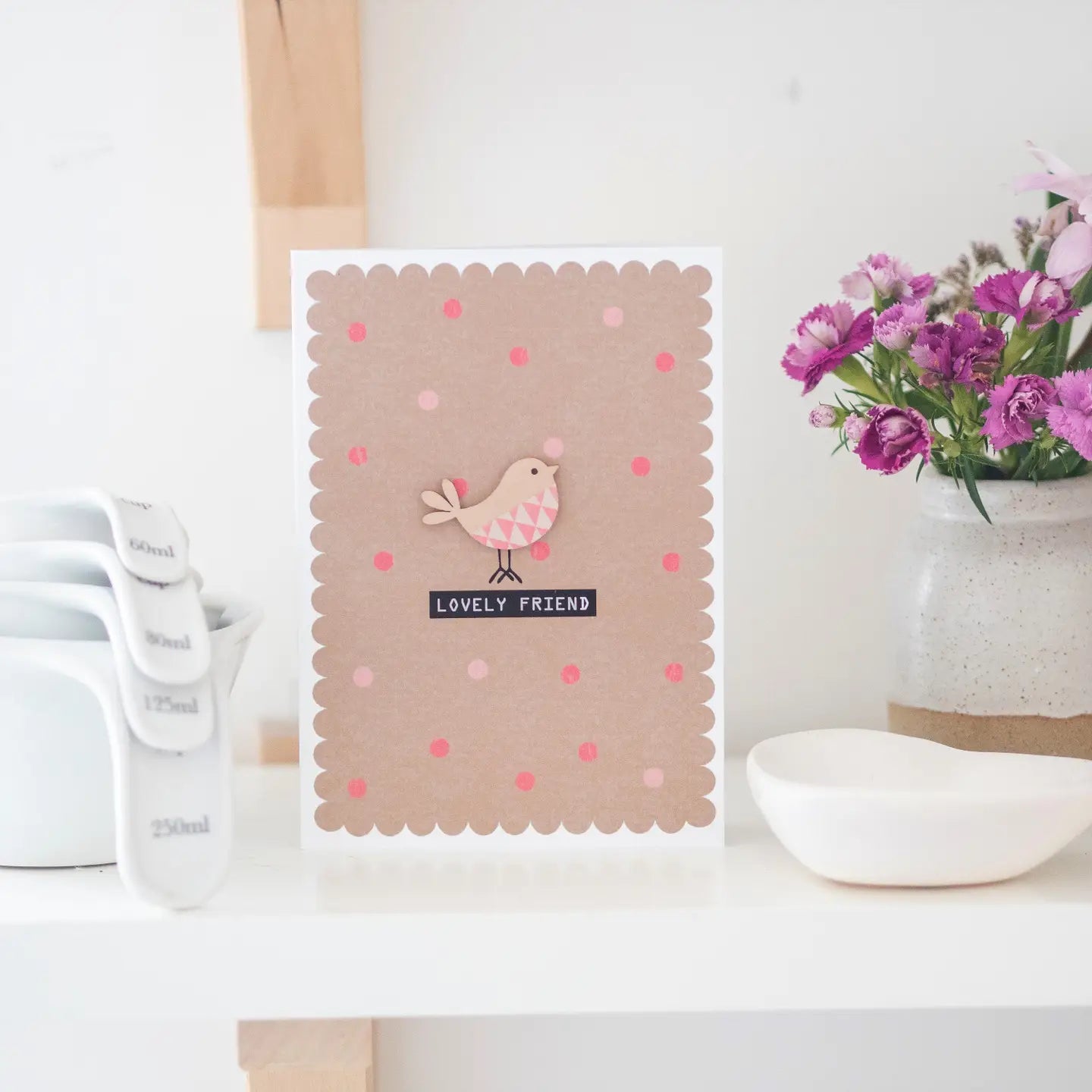 Friend Wooden Bird Embellished card