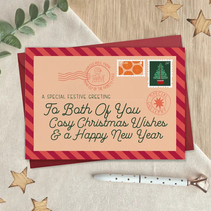 To Both of You - Christmas Postcard Greeting Card