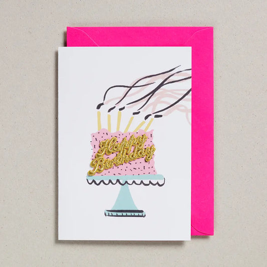 Happy Birthday Cake embellished card