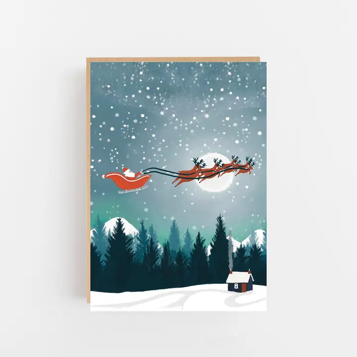 Mountains and Santa Card