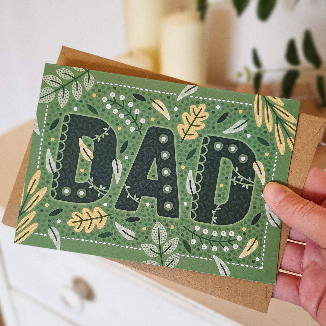 Green Botanical Leaves Nature Theme Father's Day Card