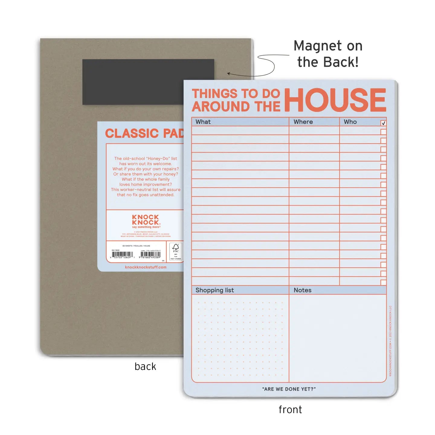 Things To Do Around the House (with Magnet) Notepad