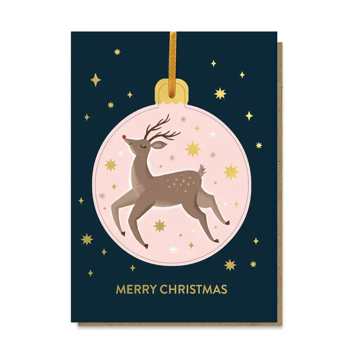 Rudolph Pop out Bauble card