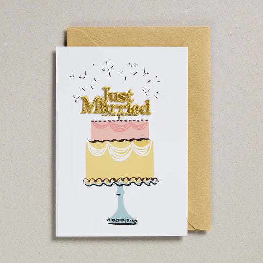 Just Married Cake embellished card