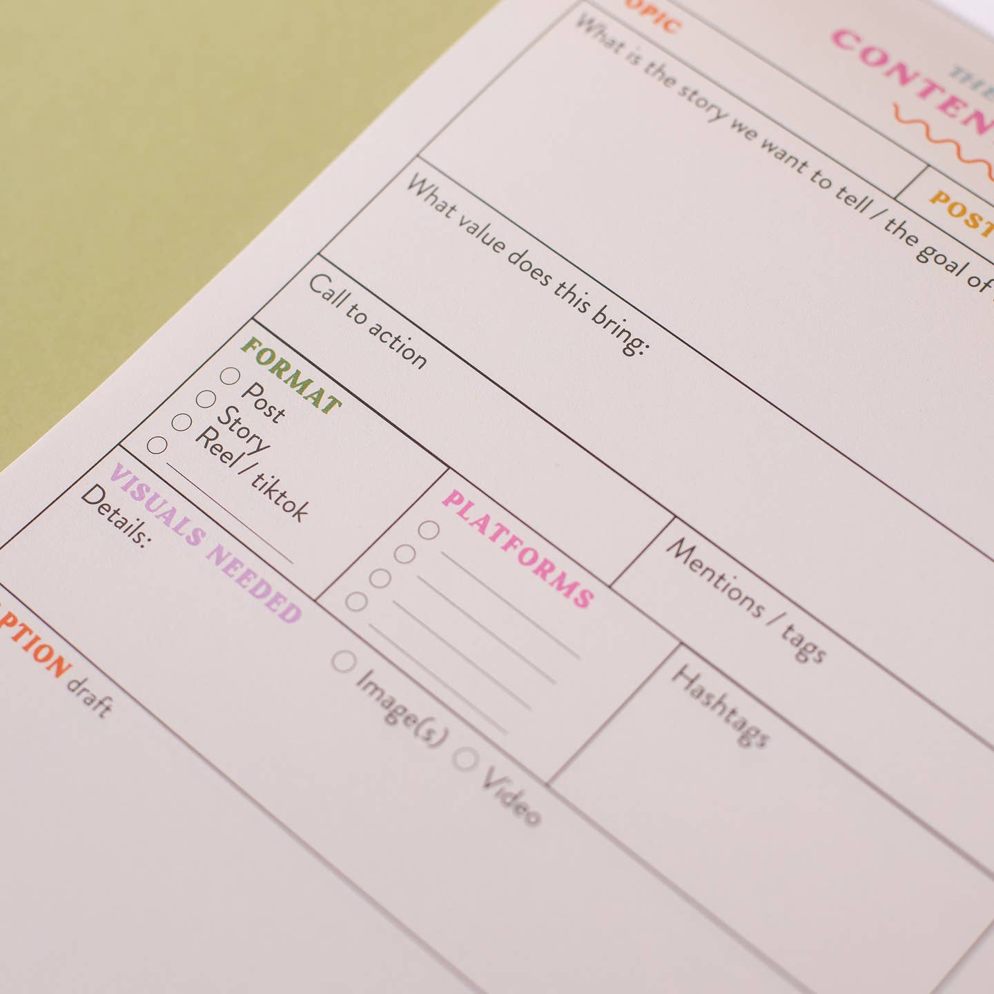 An A5 content planning pad from the Pencil Me In stationery shop.