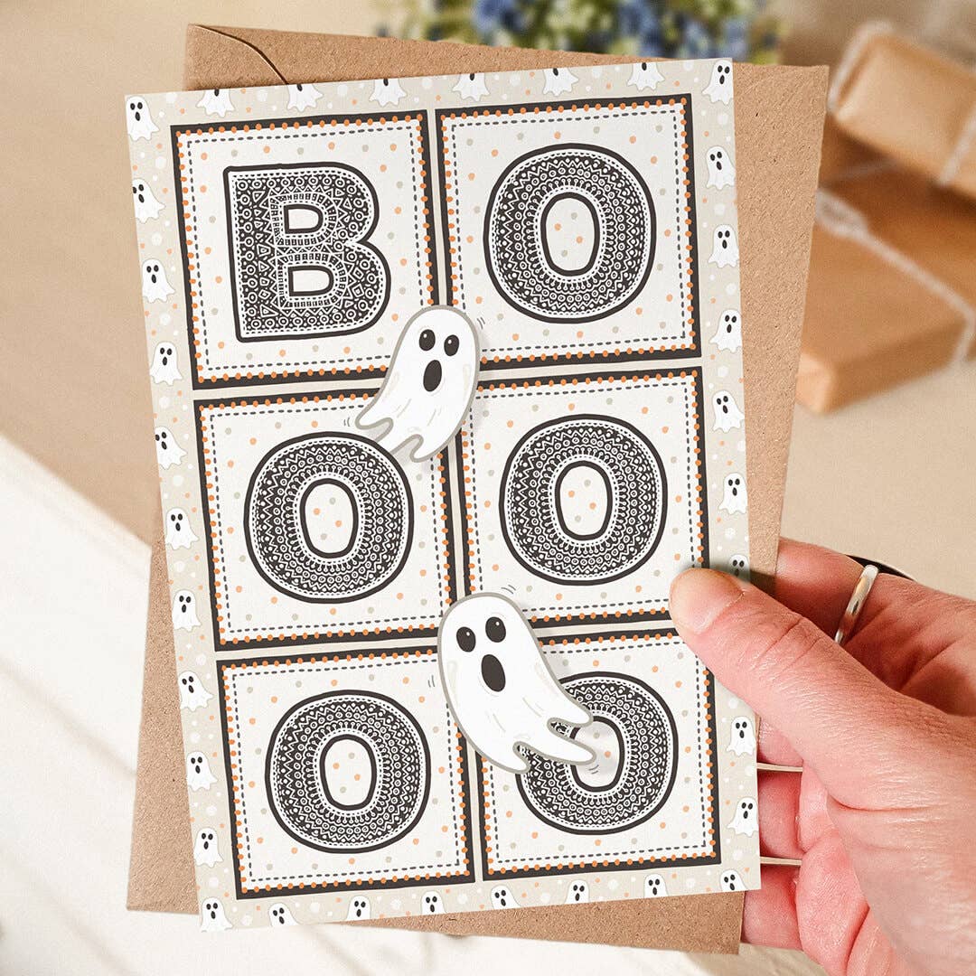 Booooo Typographic Ghost Halloween Card