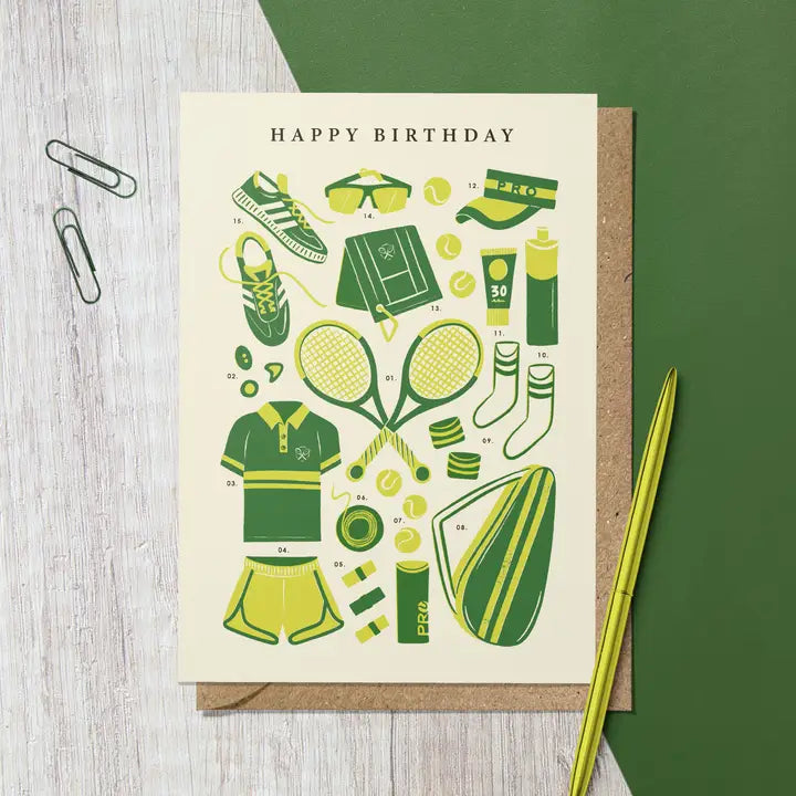 Tennis kit Birthday card