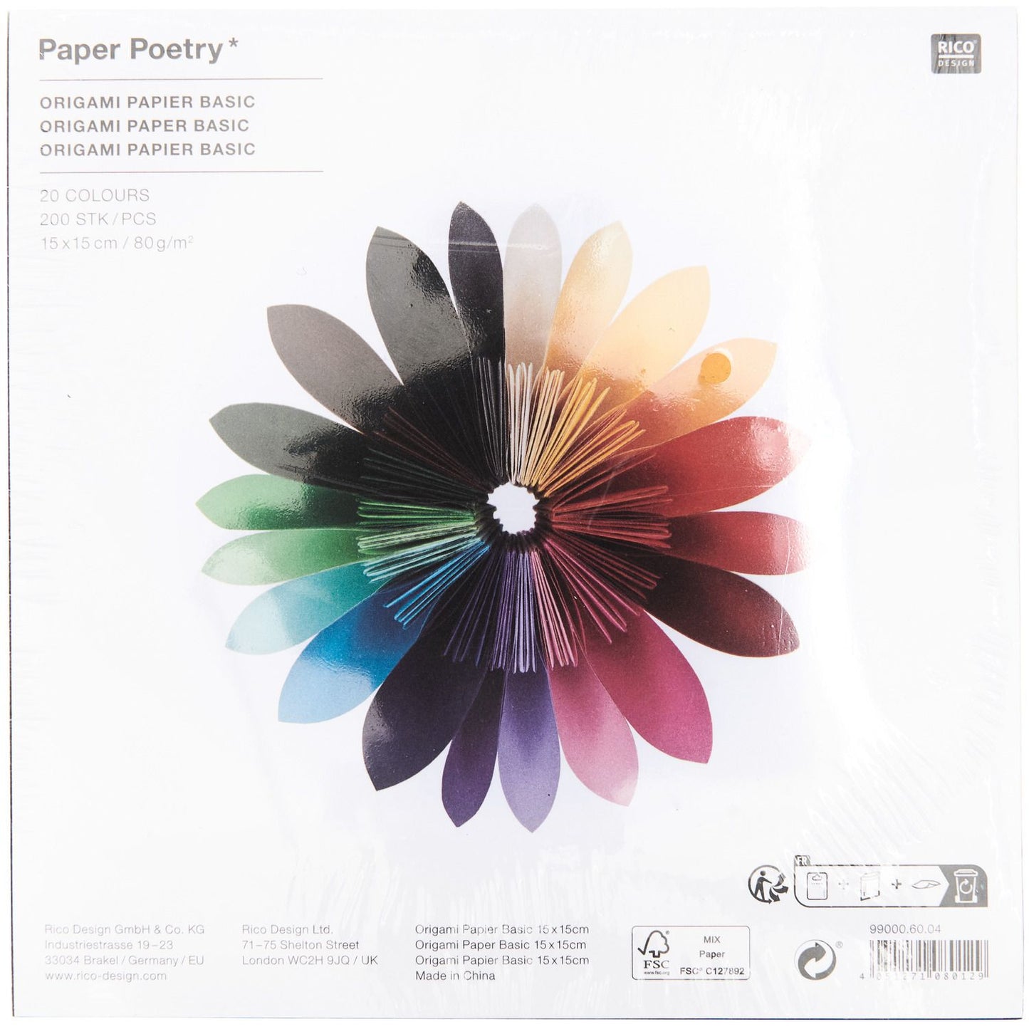 Origami Paper - 20 colours