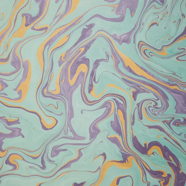 Hand Marbled Wrapping Paper Sheet - Dreamy Lilac