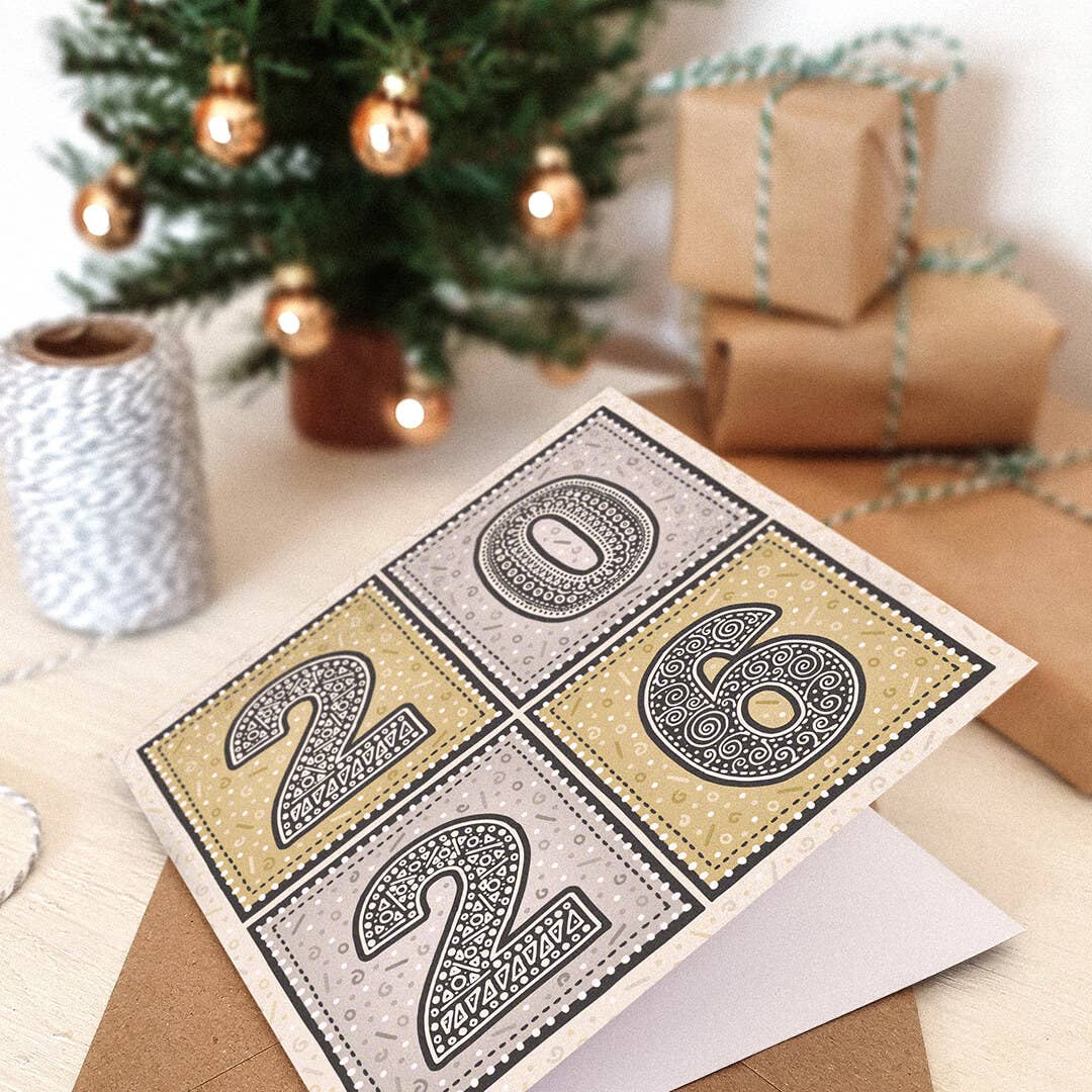 Gold and Silver Unique 2026 New Year Card