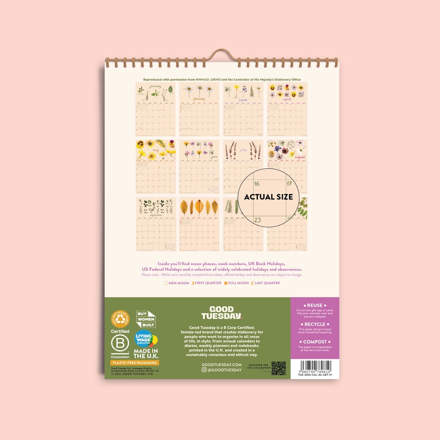 2026 Calendar - Garden Botanicals A4