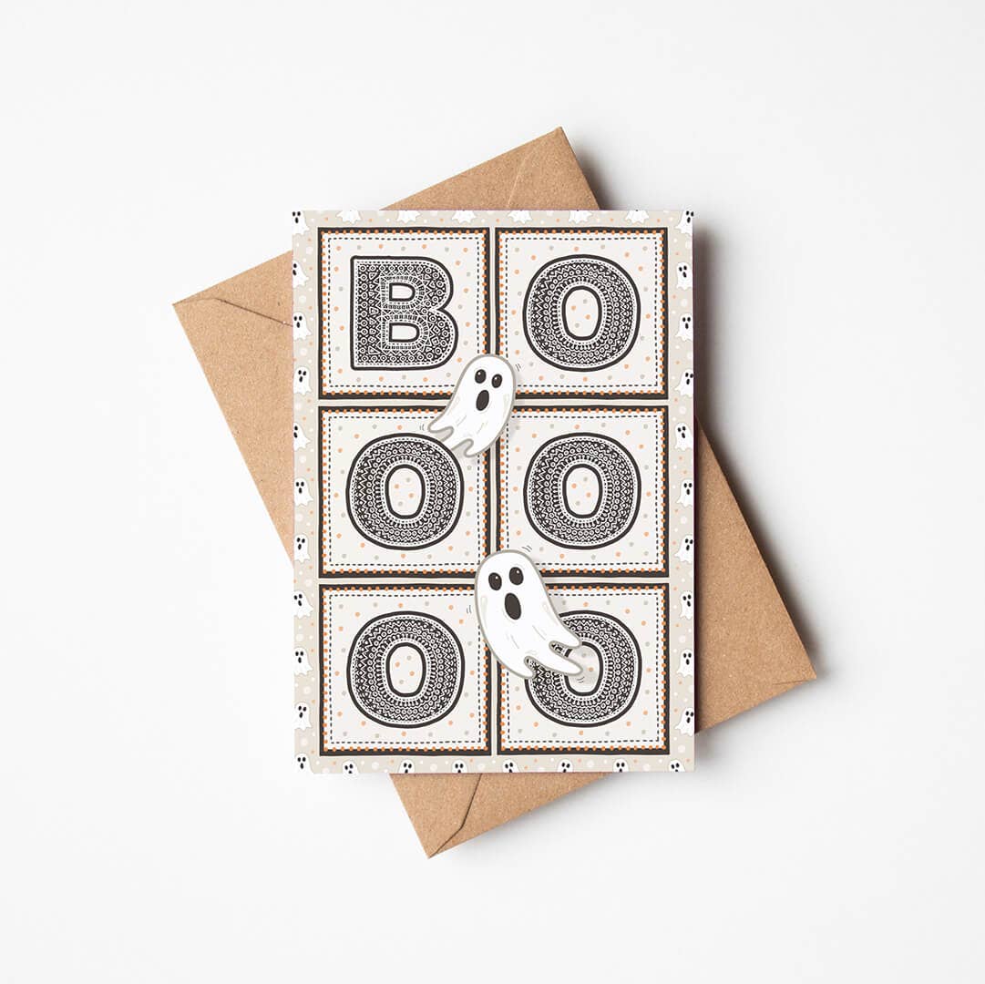 Booooo Typographic Ghost Halloween Card