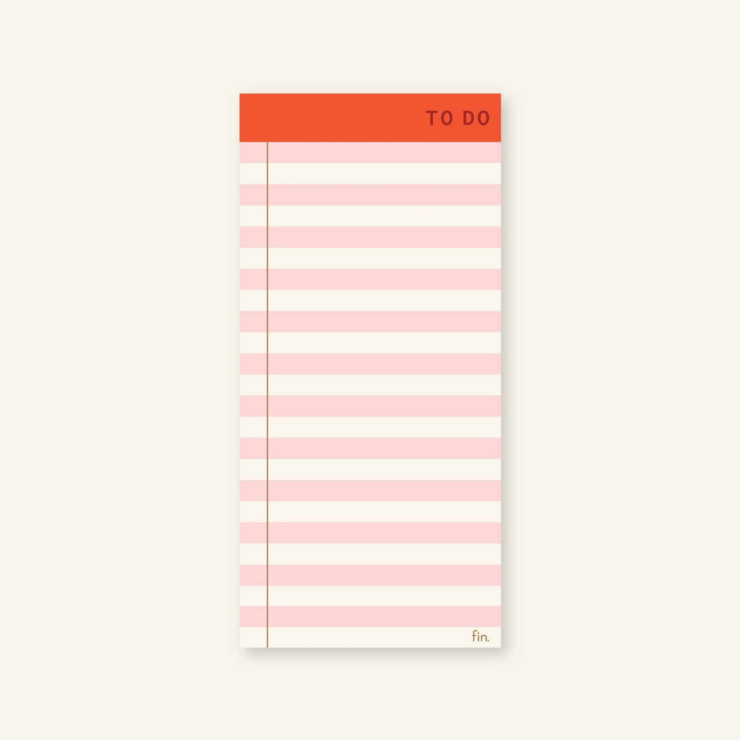 A to-do list pad with a striped design and orange color at the top, labeled 'TO DO'.