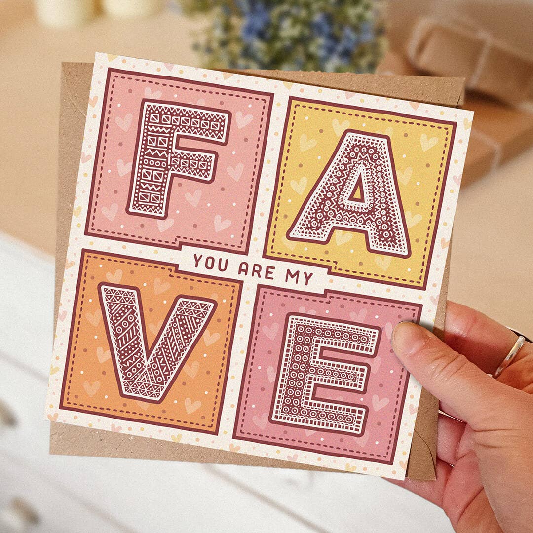 Pink and Orange You Are My Fave Cute Anniversary Card
