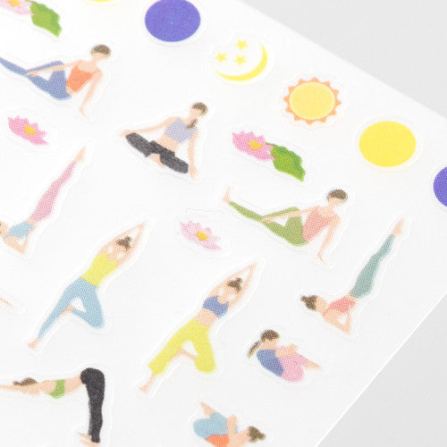 A yoga sticker sheet from the Pencil Me stationery shop.