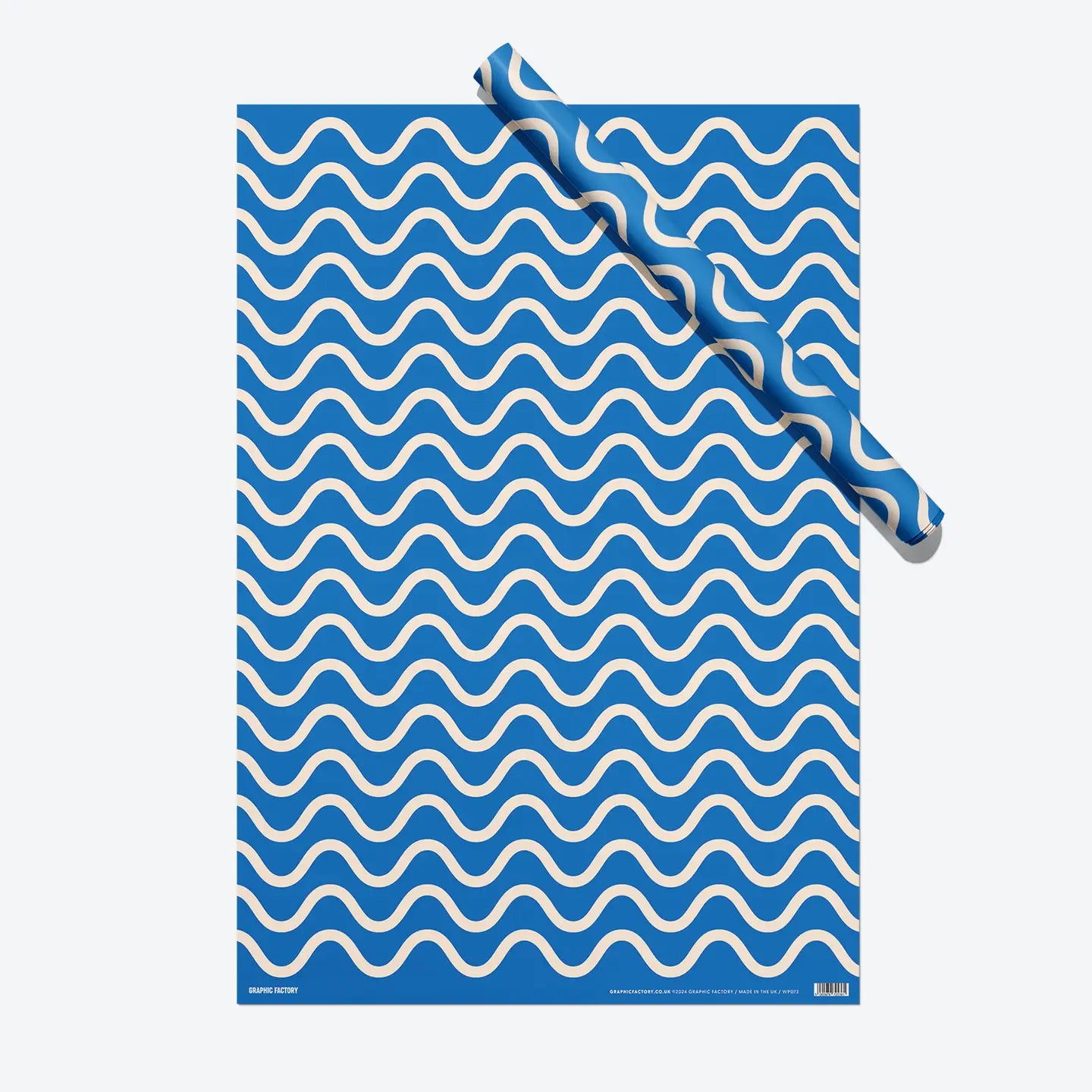 Blue and White wave Wrapping Paper sheet