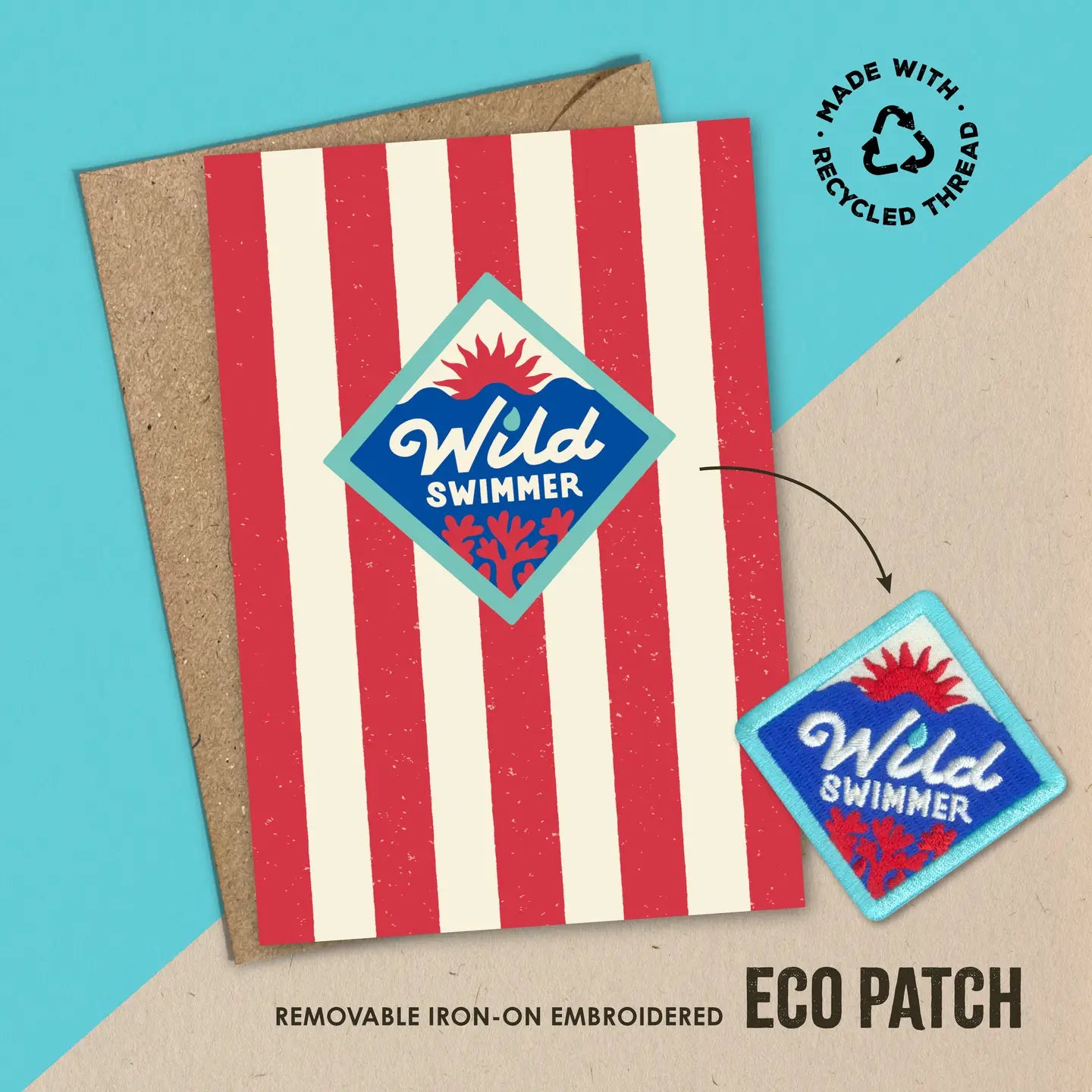 Wild Swimmer Embroidered Patch card