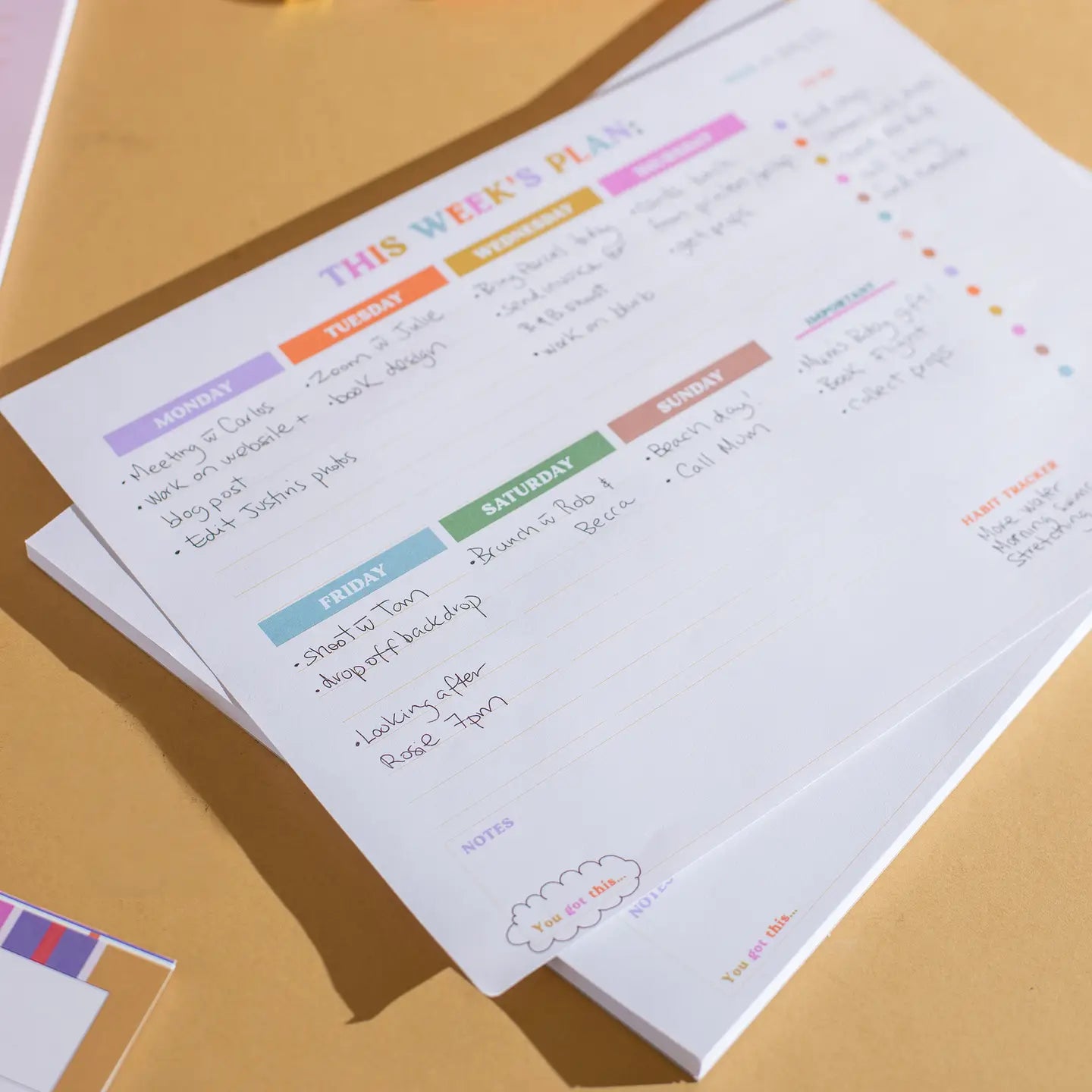 A4 Weekly Planner Pad with Habit Tracker