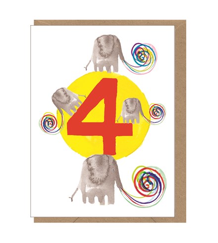 Elephants 4th Birthday Mini Card