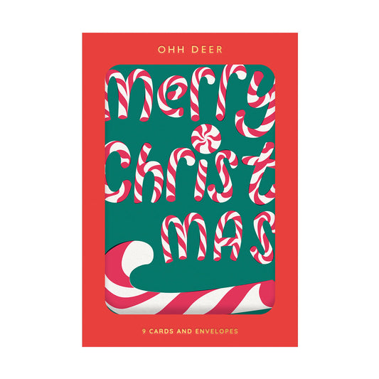 Merry Christmas Candy Cane Card Pack of 9