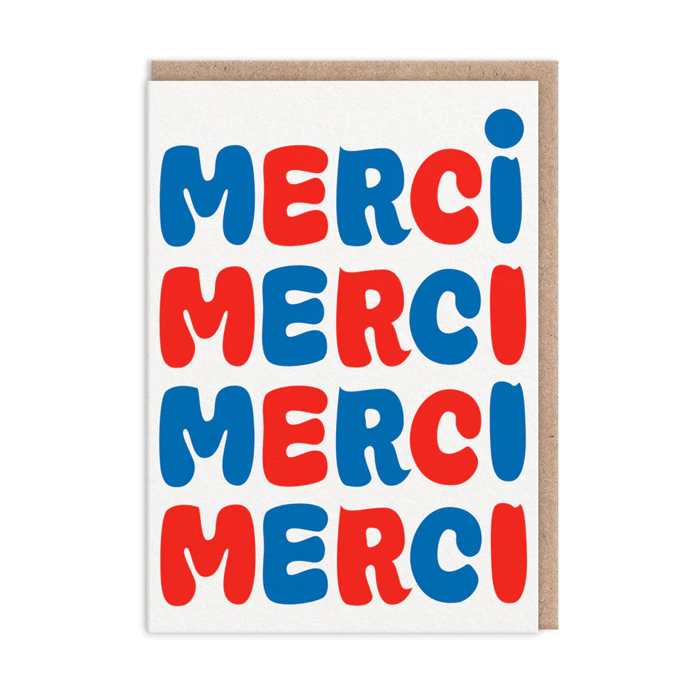 Thank You Merci Merci Greeting Cards (Pack of 6)