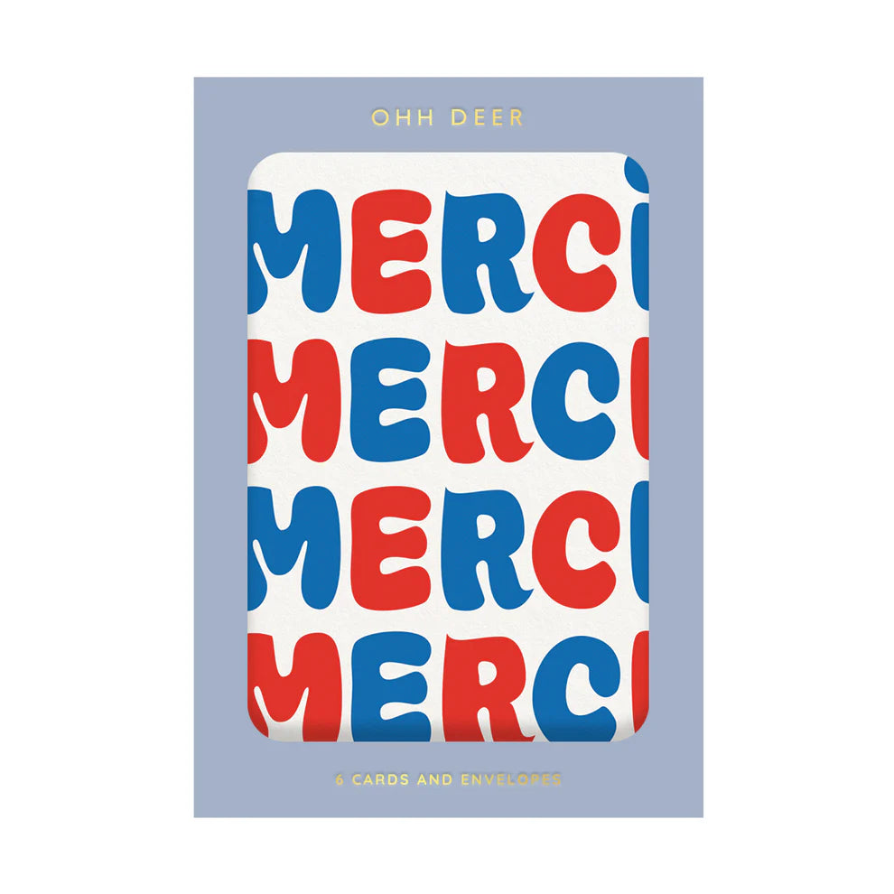 Thank You Merci Merci Greeting Cards (Pack of 6)