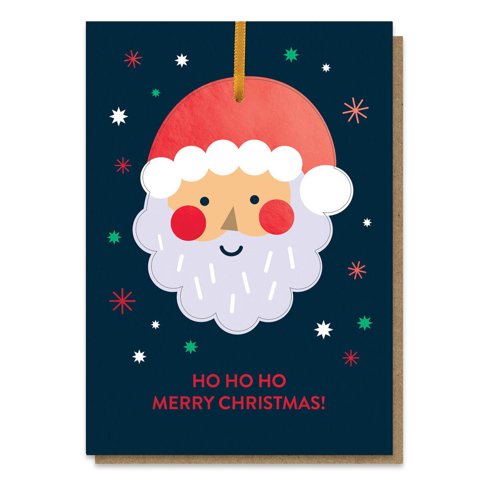 Smiley Santa Bauble card