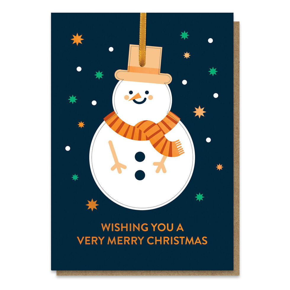 Smiley Snowman Paper Bauble Christmas card