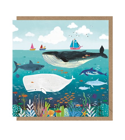 Ocean Scene Whales Card