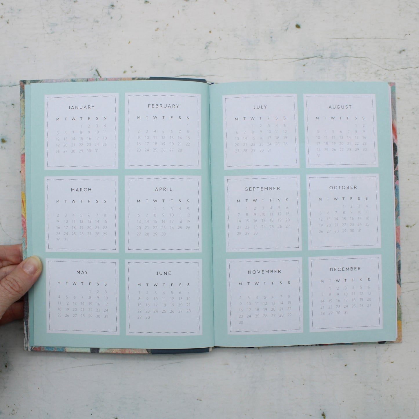 2026 Scalloped Marble Diary - A5