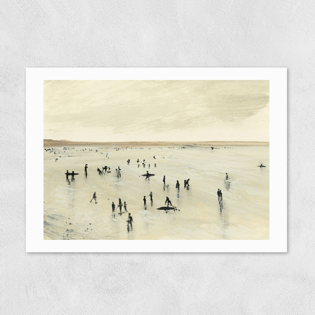 Croyde Beach Surfers A3 Print