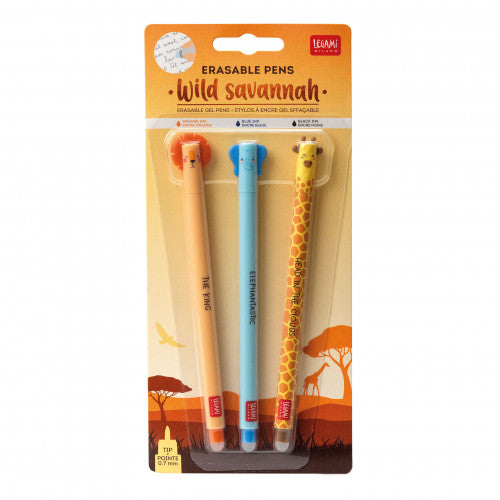 Pack of 3 erasable pens - Wild Savannah
