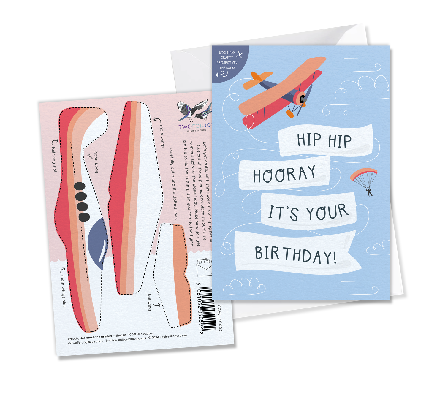 Hip Hip Hooray Birthday Plane Card