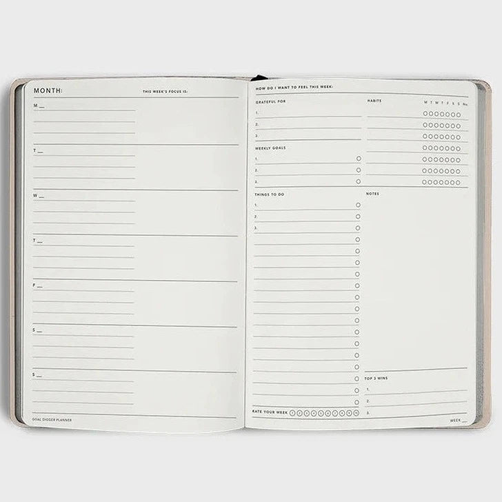 An image of the interior pages of an non-dated planner from the Pencil Me In stationery shop.