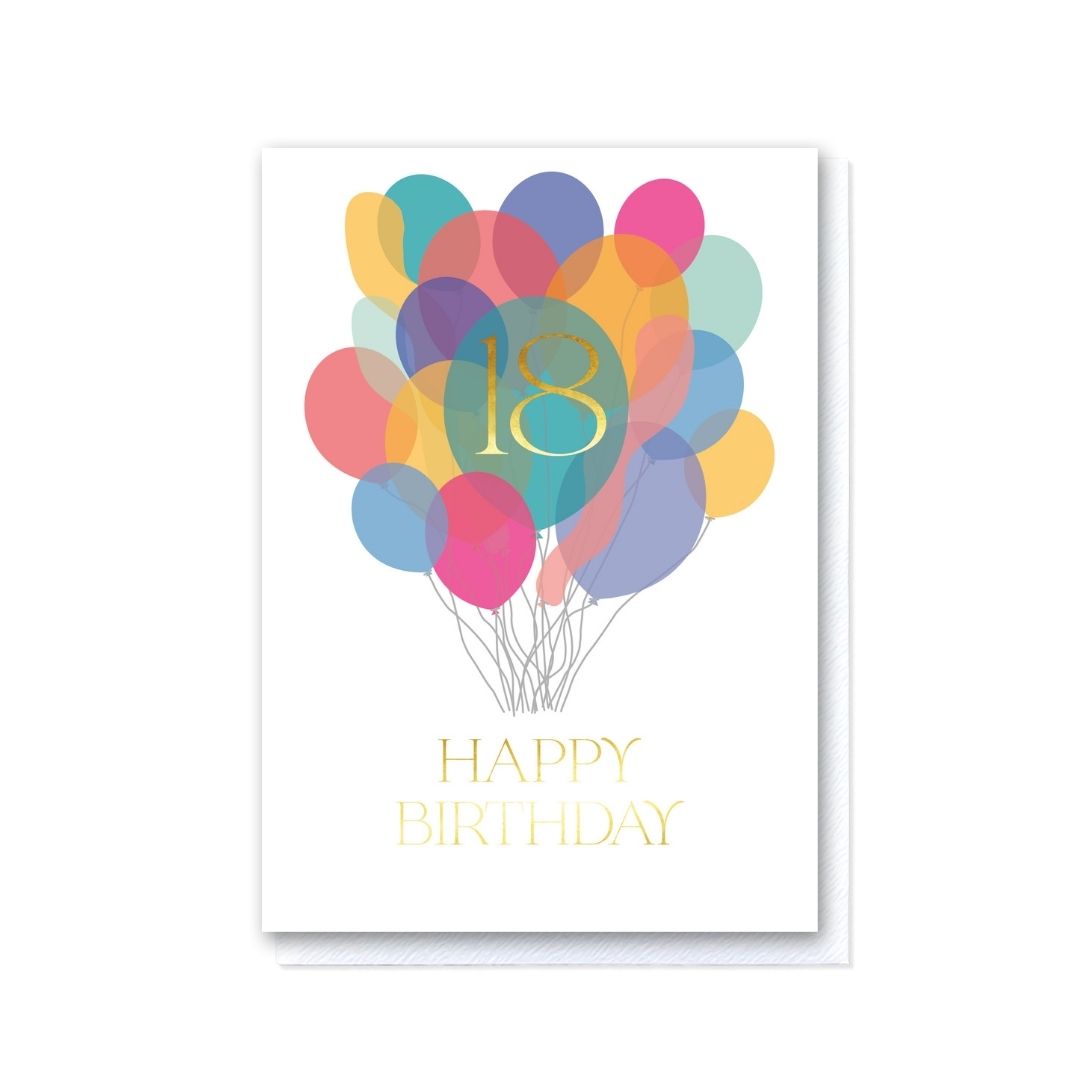 Happy 18th Birthday balloons card