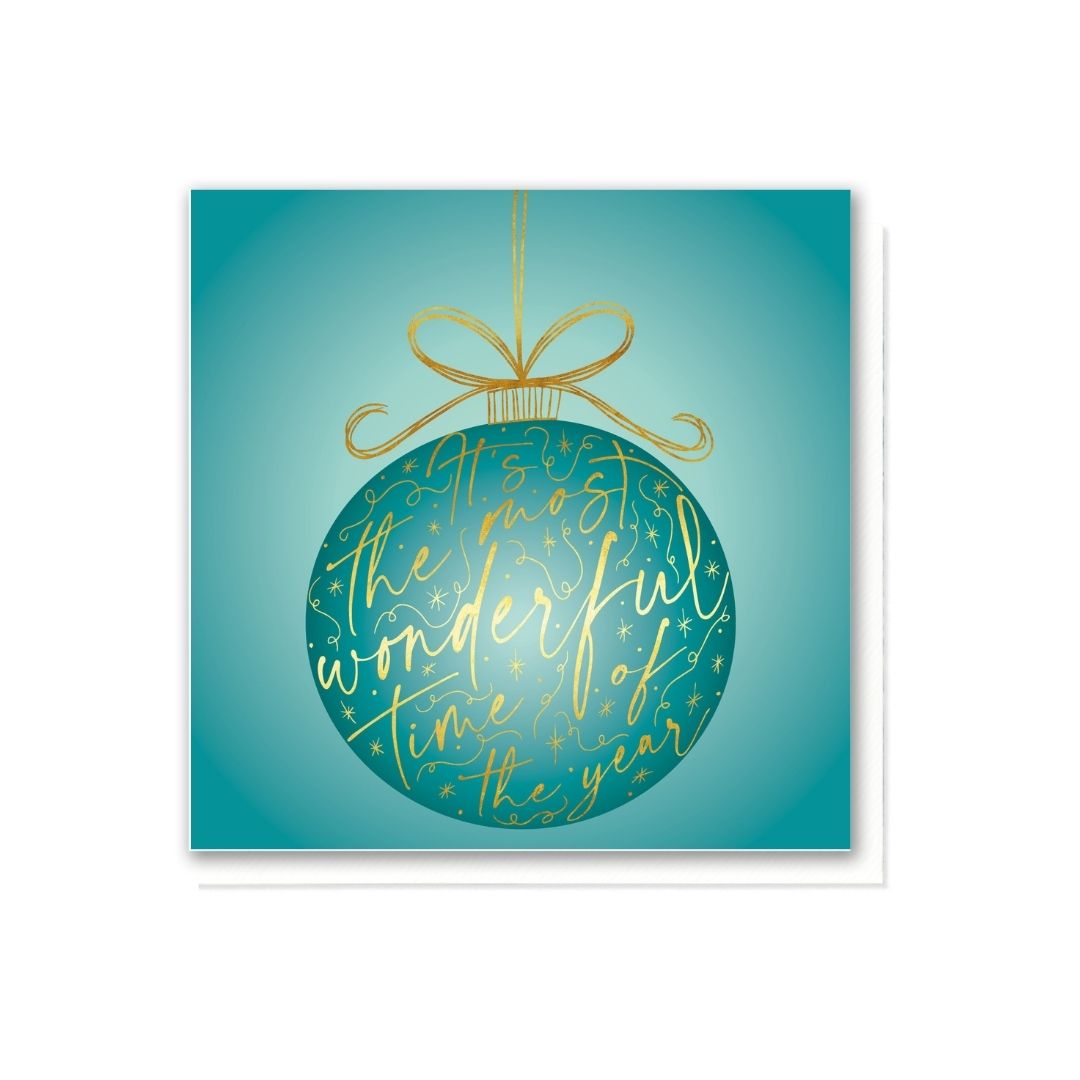 Most Wonderful Time of the Year Teal Bauble card