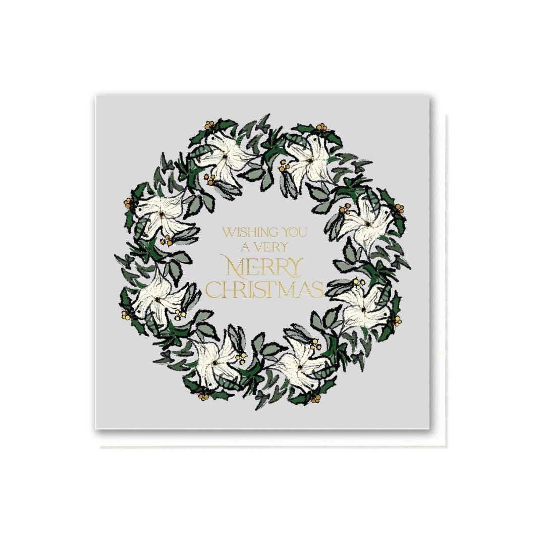 White Flower Berry Wreath card