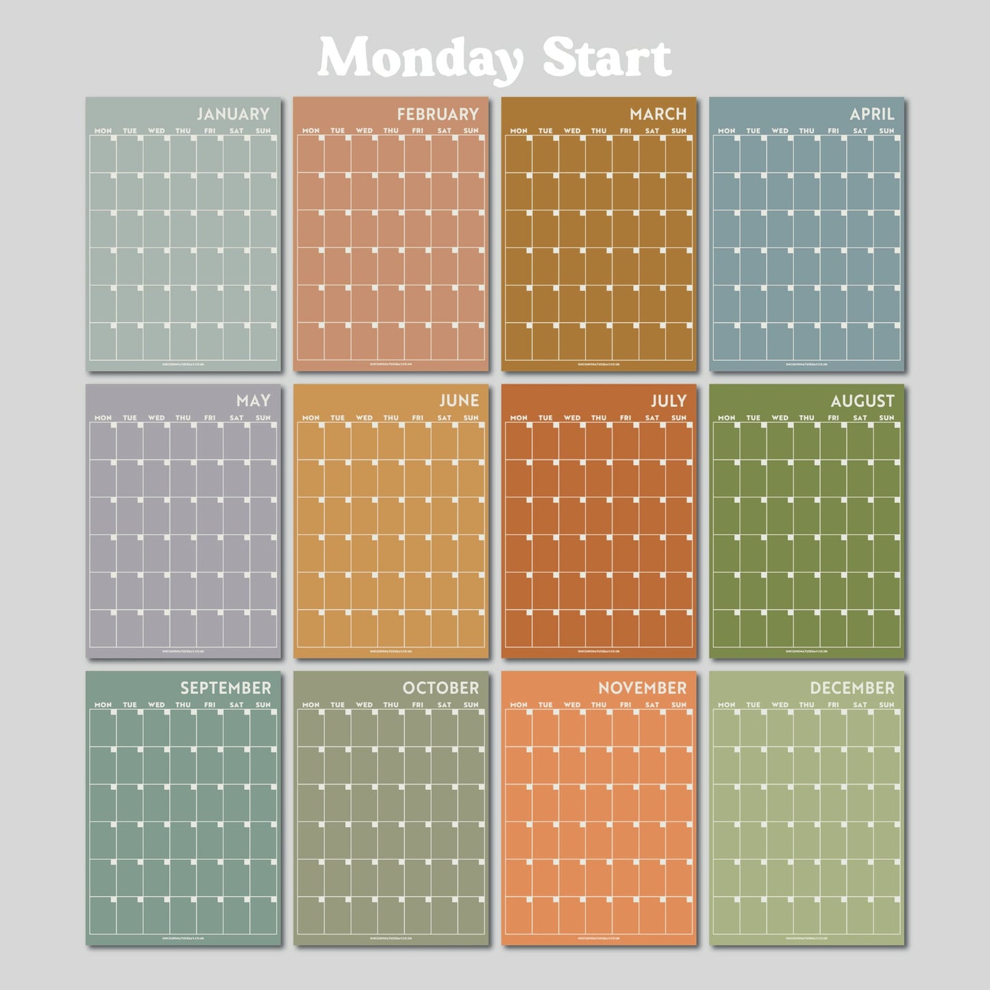 Undated Large Monthly Wall Planner A3 Sheets