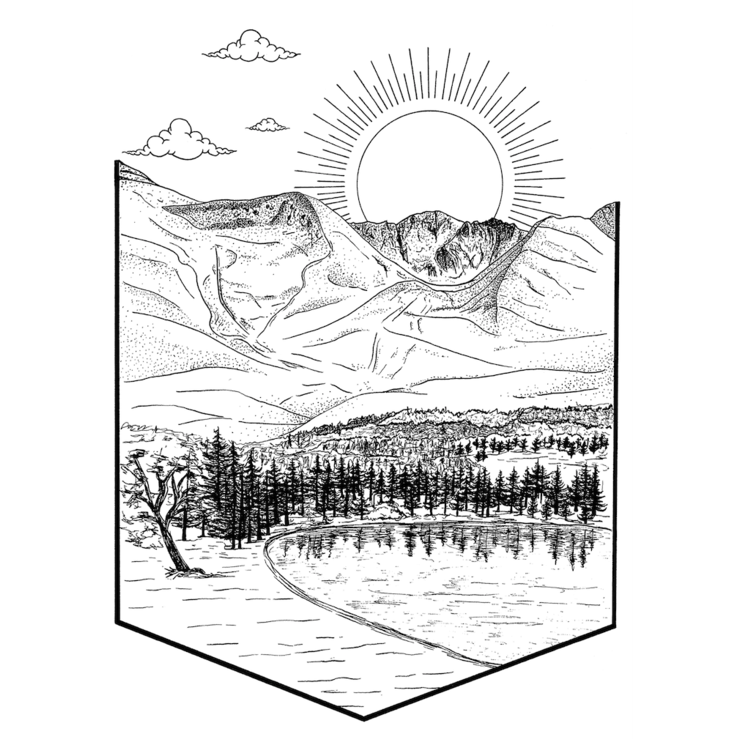 An A4 risograph print of Cairngorm - Loch Morlich from the Pencil Me In stationery shop.