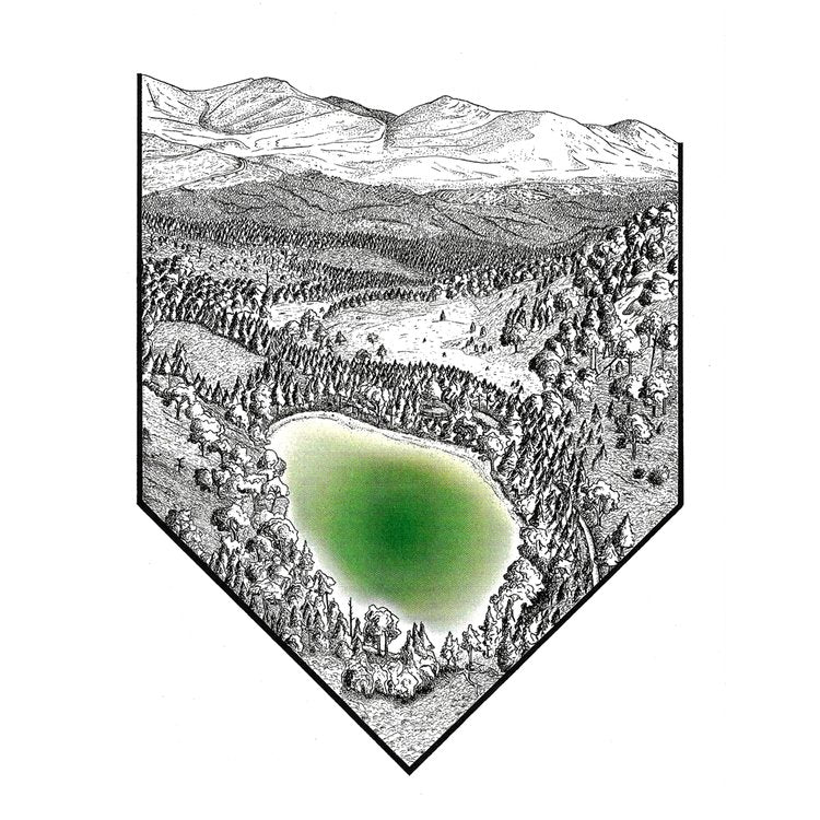 An A4 risograph print of An Lochan Uaine (Green Lochan) from the Pencil Me In stationery shop.