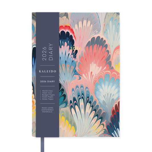 2026 Scalloped Marble Diary - A5