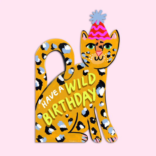 Leopard Birthday large shaped card