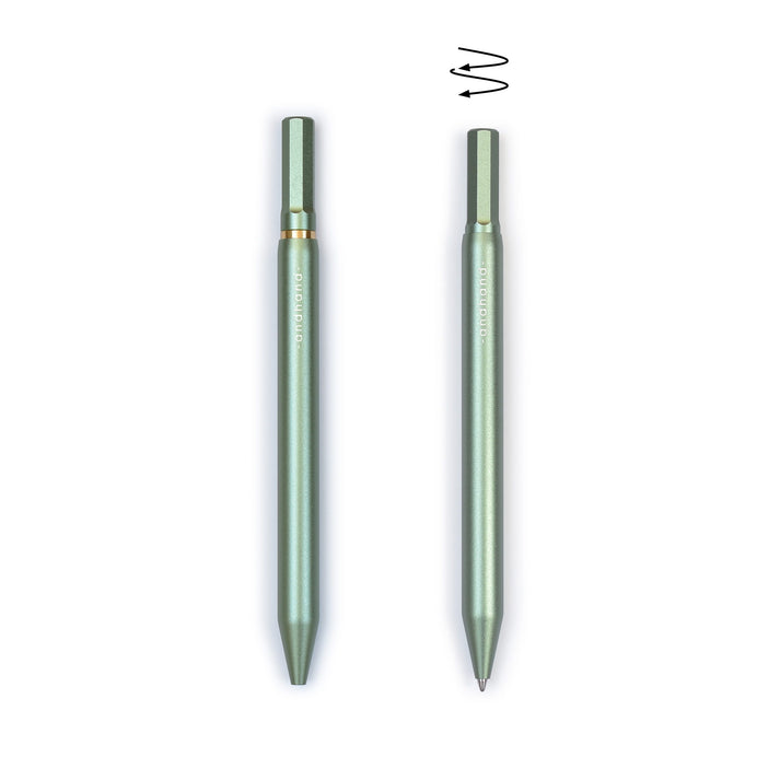 A Green pen with gold accents available from the Pencil Me In stationery shop.