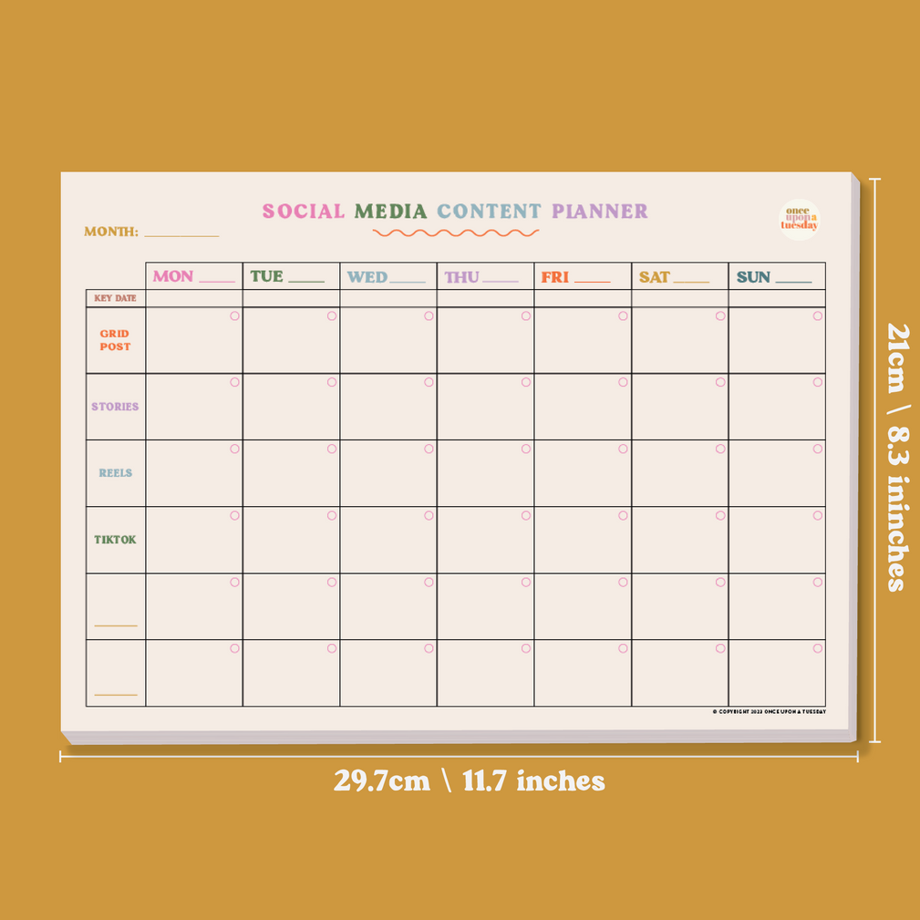 Weekly planner pad for social media content from the Pencil Me In stationery shop.