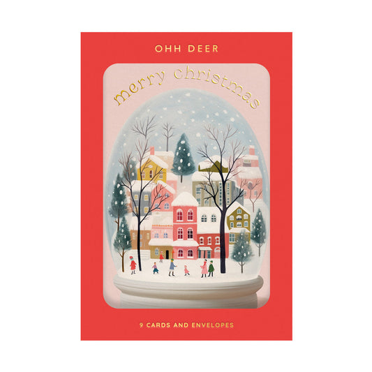 Merry Christmas Snowglobe Card Pack of 9